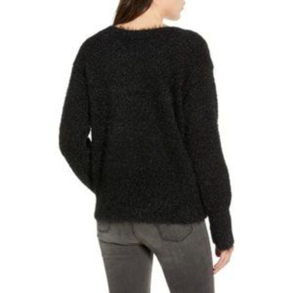 Chelsea28 Black Metallic Shimmer Eyelash Sweater - Picture 2 of 4